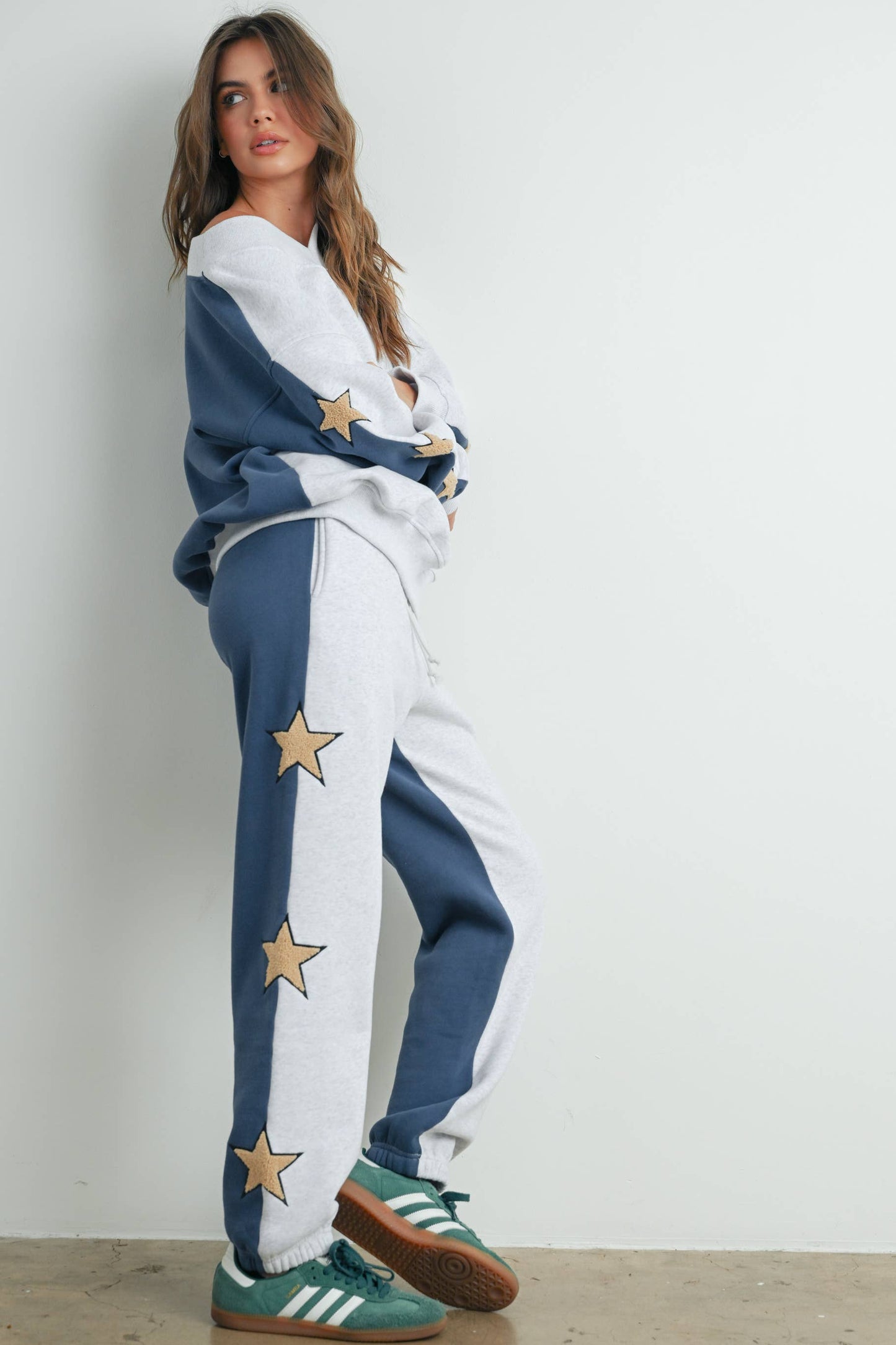 Color Block Sweatpants with Star Detail - BMP7570