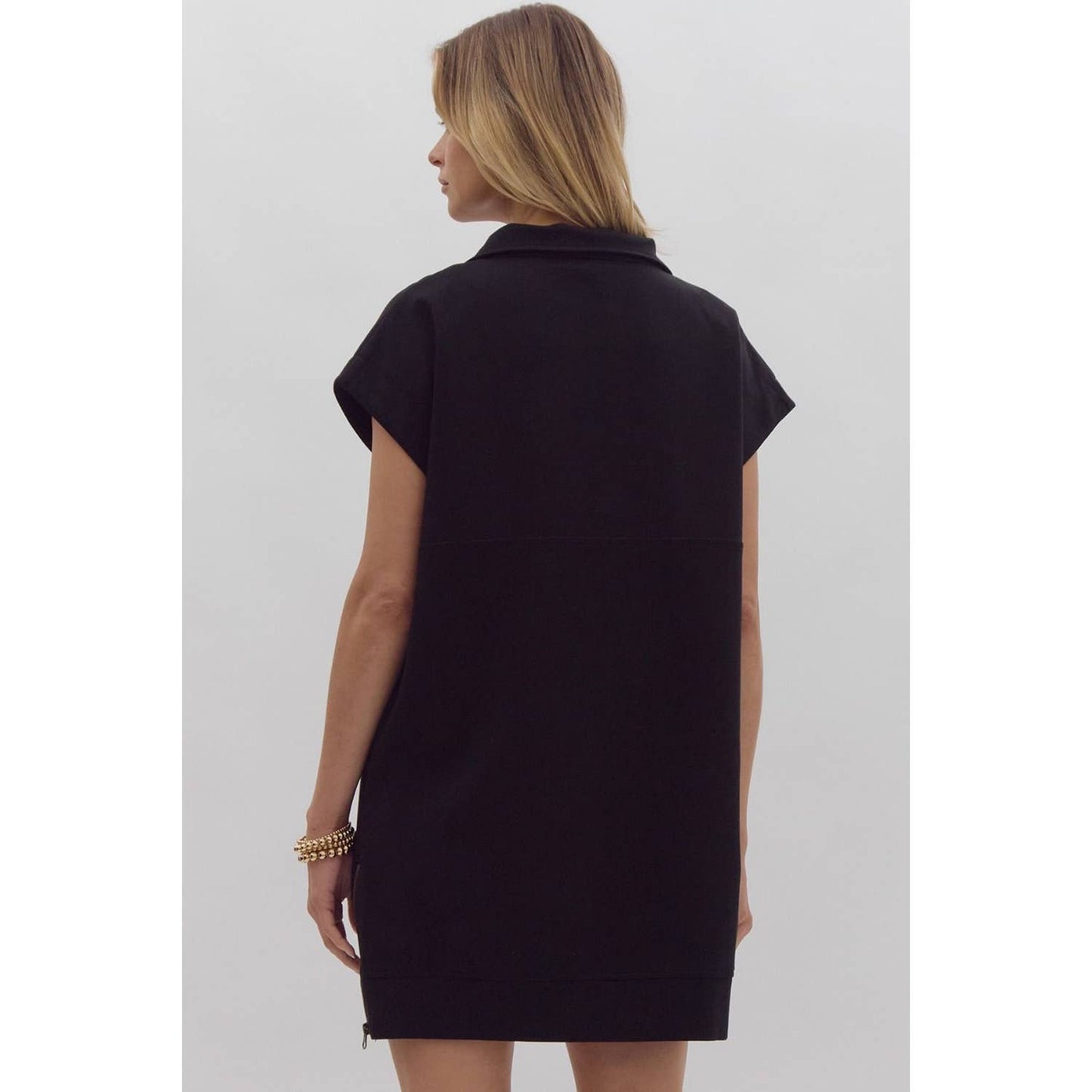 Solid short sleeve sweater dress