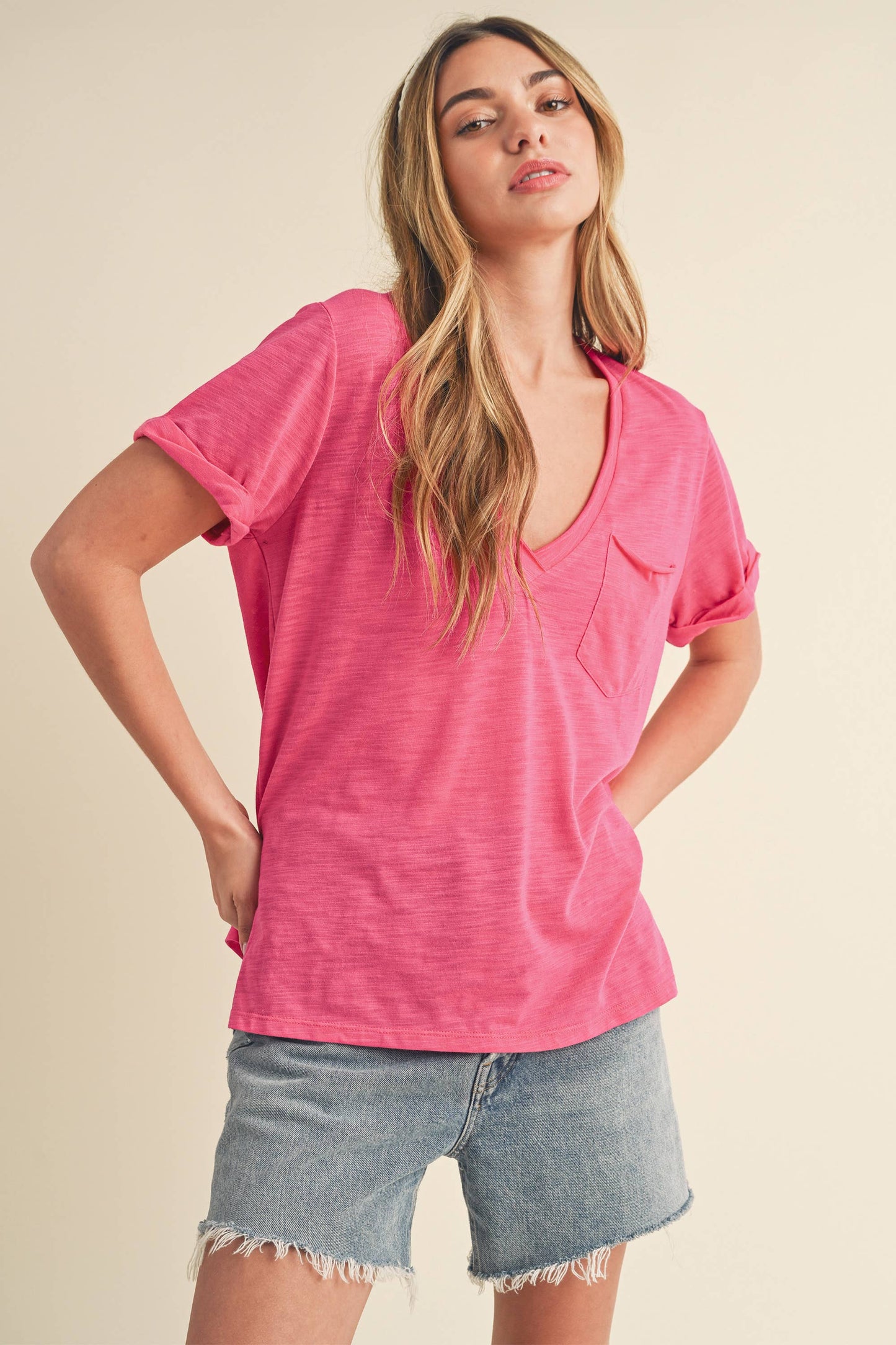 Zoie V-Neck Short Sleeve Top