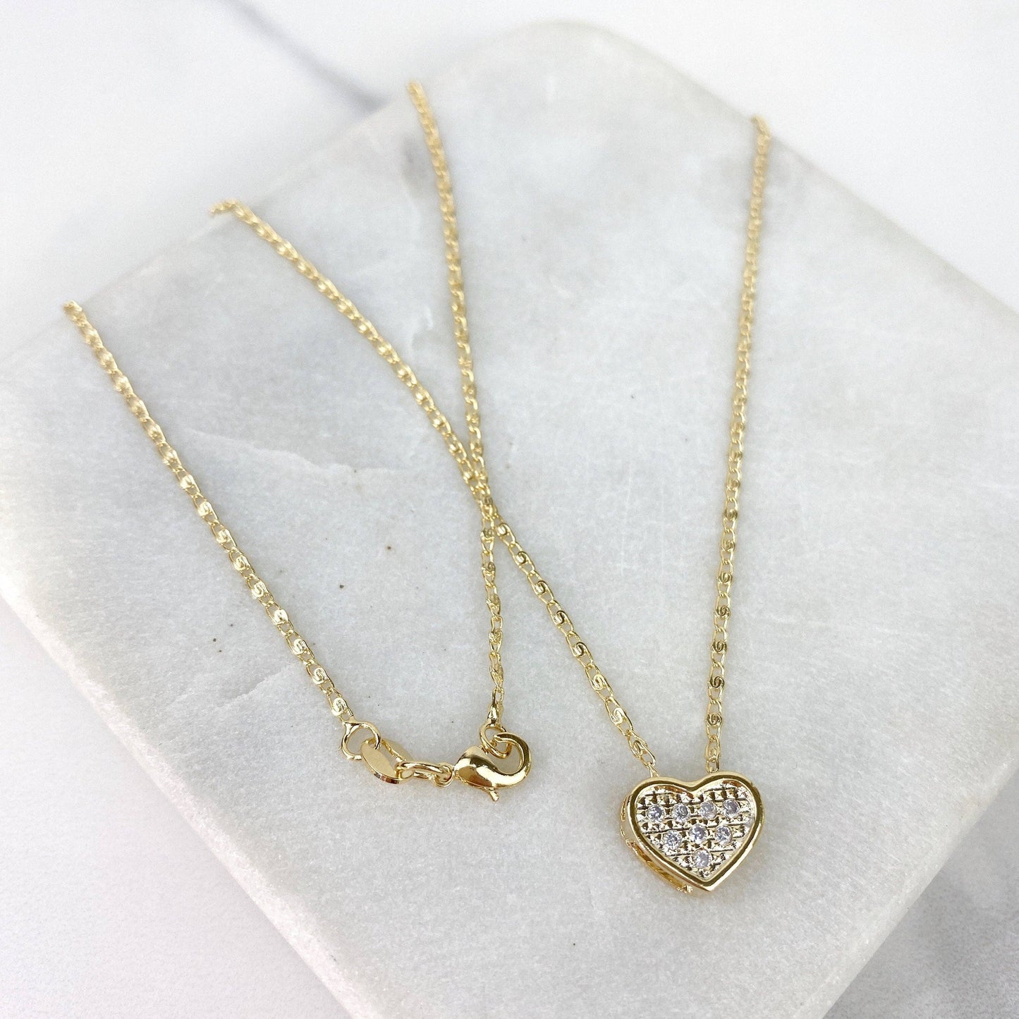 18k Gold Filled Micro Cubic Zirconia Heart Design Set