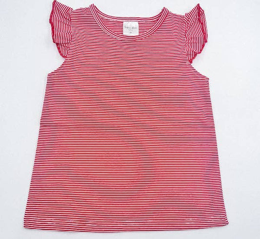 Shirt - Striped Flutter Sleeve