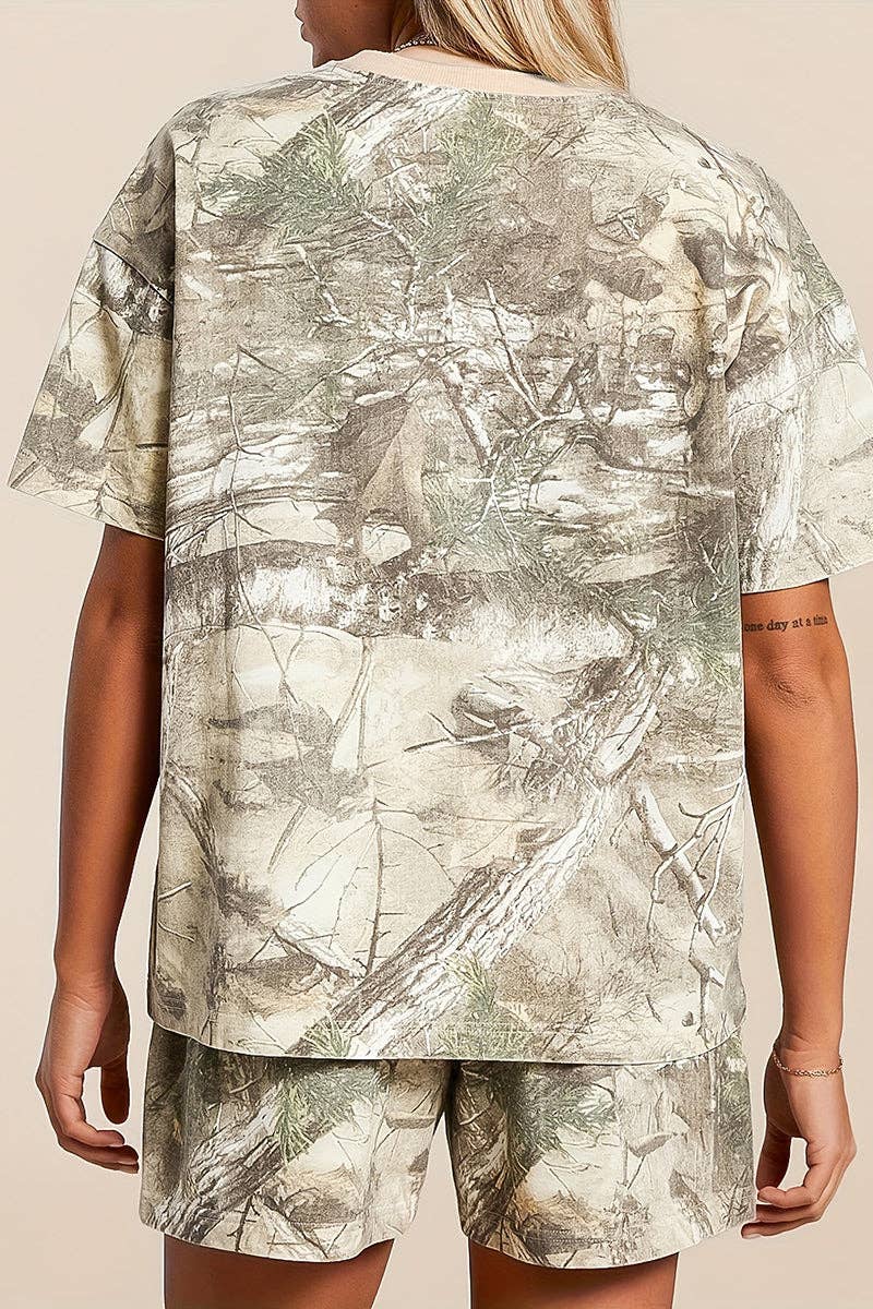 Relaxed Fit Camouflage Short Set