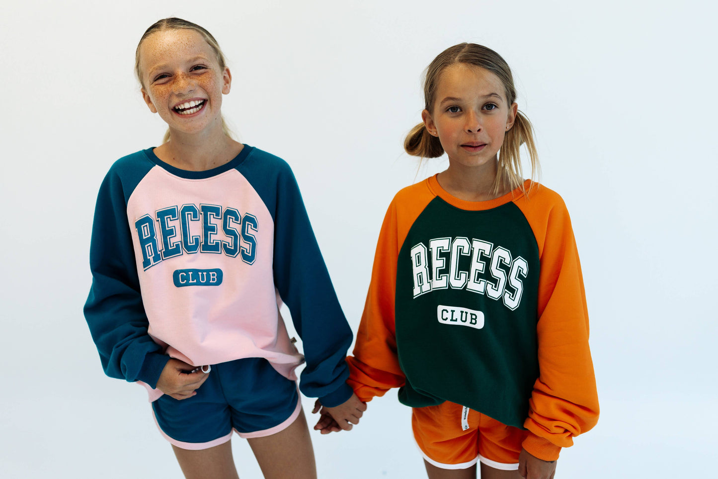 TRACK SHORTS in DEEP TEAL + PINK TRIM | KIDS