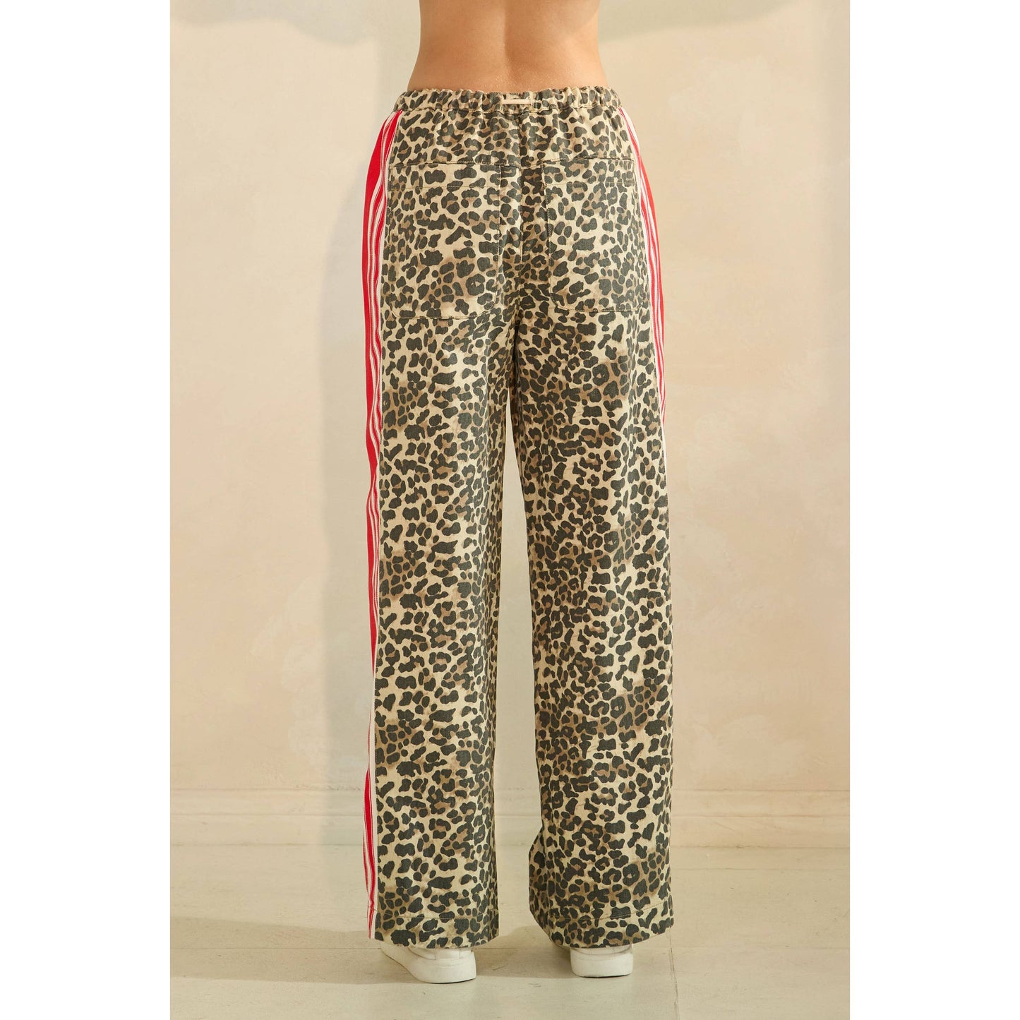 Leopard Sport Striped Wide Legged Pants