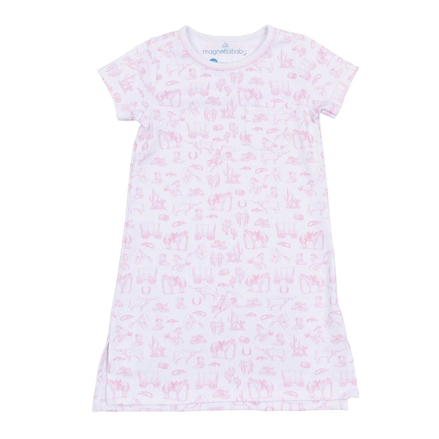 Wild West Toile Short Sleeve Nightdress - Pink