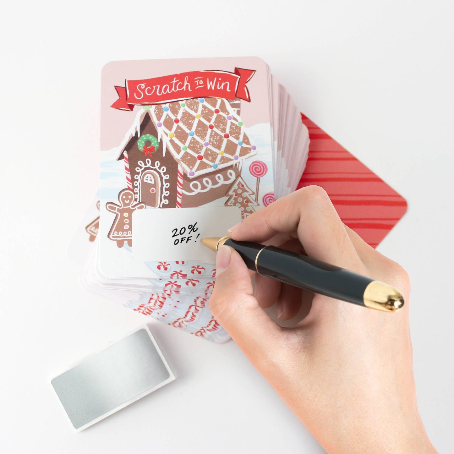 100 Customer Scratch-off Cards - Gingerbread House