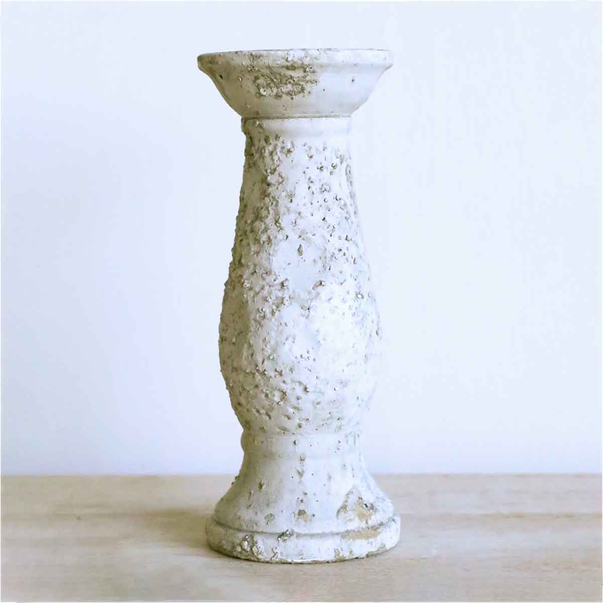 Candle Holder Antique White 4x10