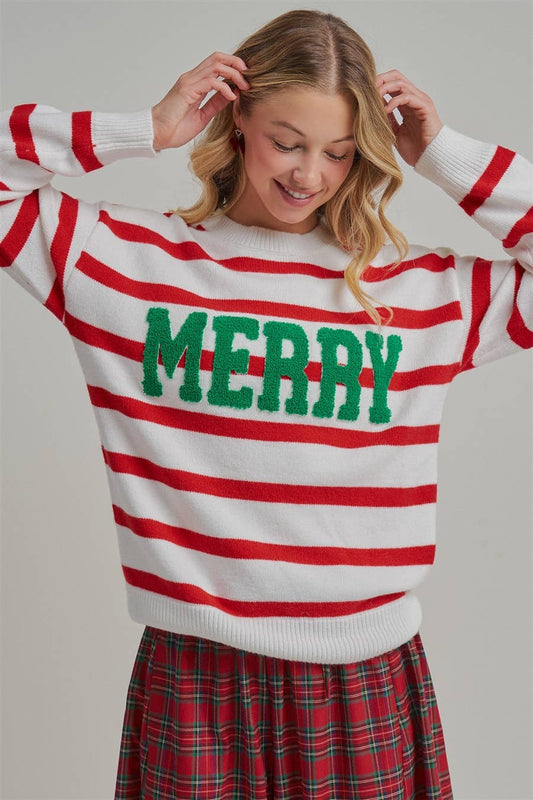 MERRY CHENILLE PATCH CHRISTMAS HOLIDAY SWEATER_JLT00342-01