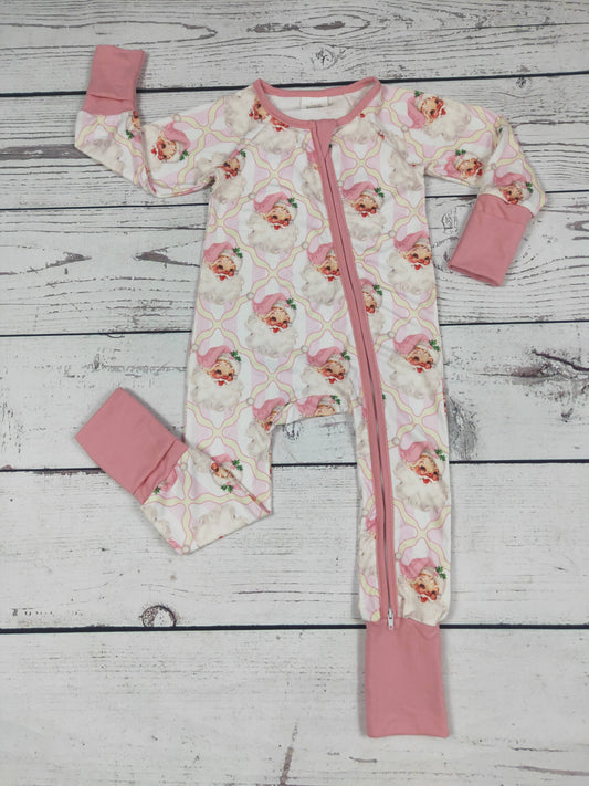 Baby Girl Santa Printed Christmas Zippy Sleeper