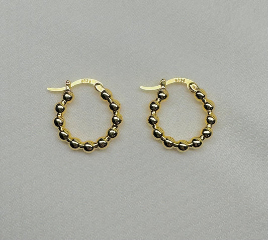 Bead Design Gold Hoop Earrings