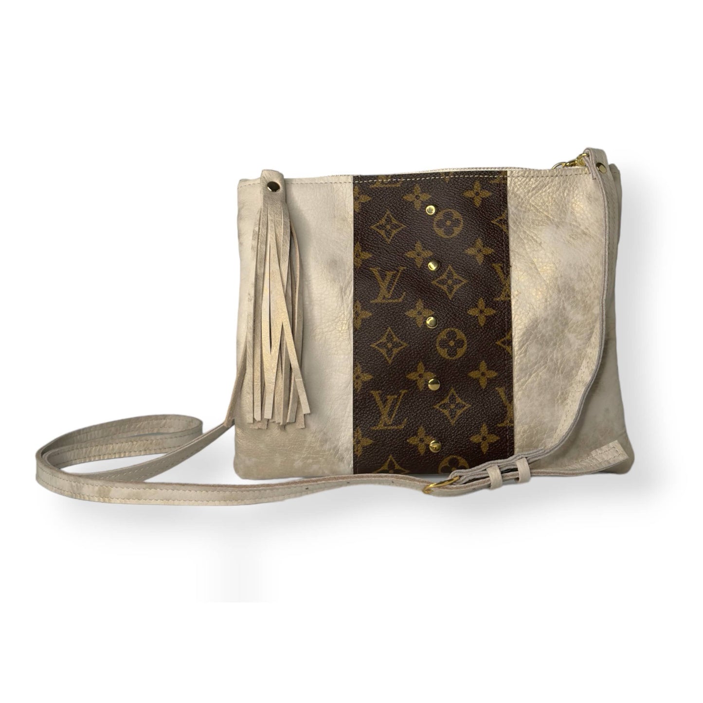 Caroline Crossbody In Stone Leather | Upcycled LV