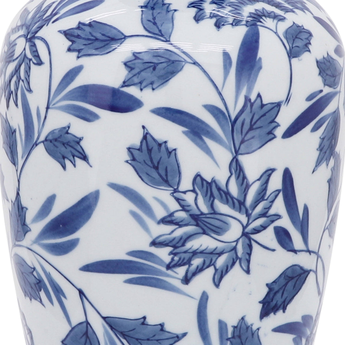Decorative Vase - Blue/White Ceramic Chinoiserie, 13 in.