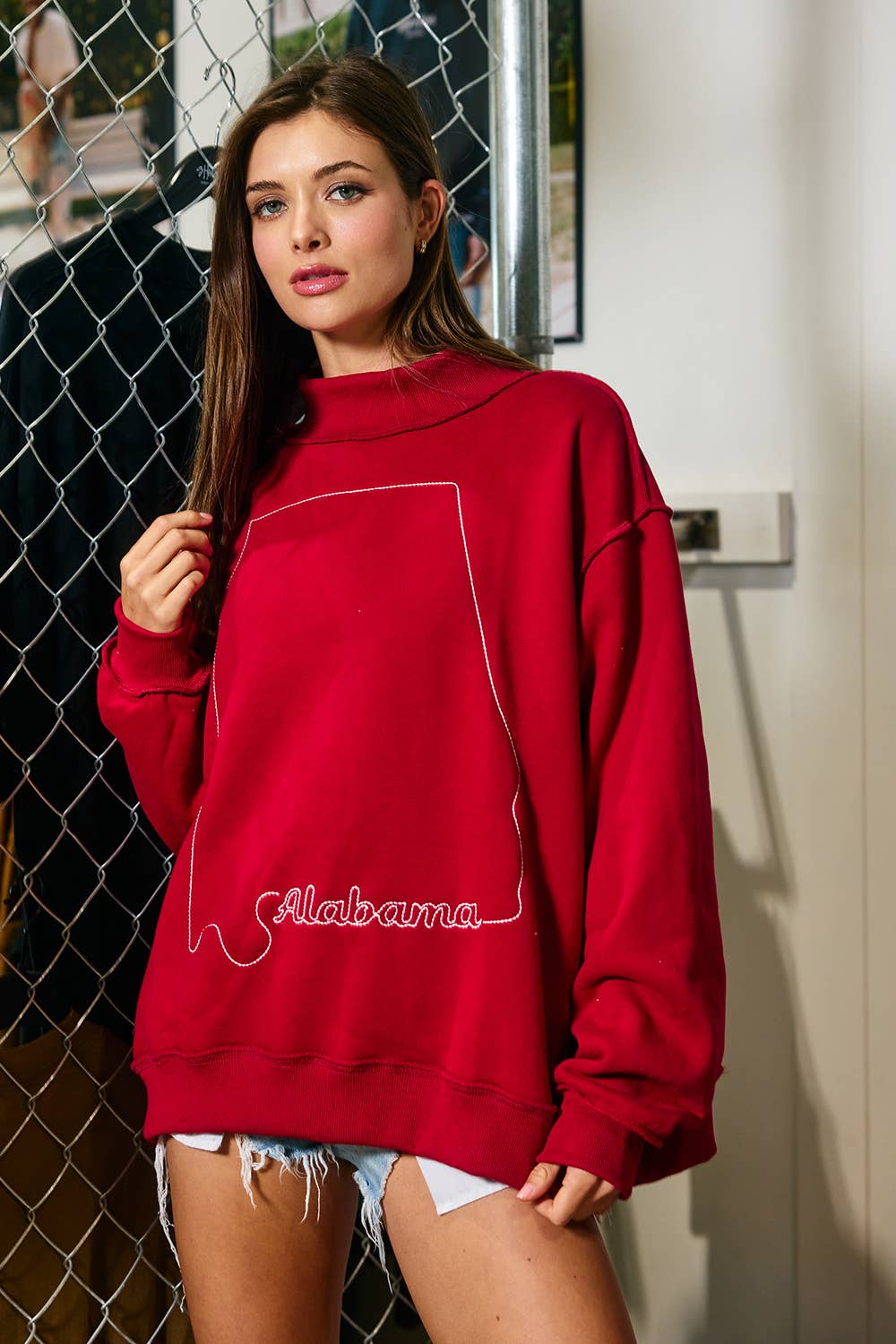 IT2594S-AR | 'Arkansas' State Map Embroidered Mock-neck