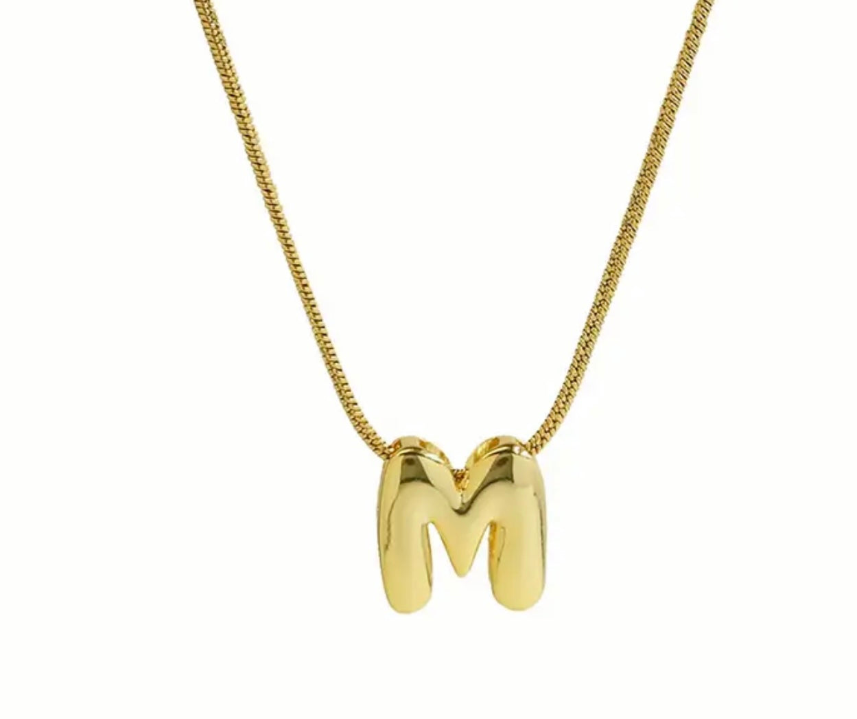 Bubble Initial Stainless Steel Necklace