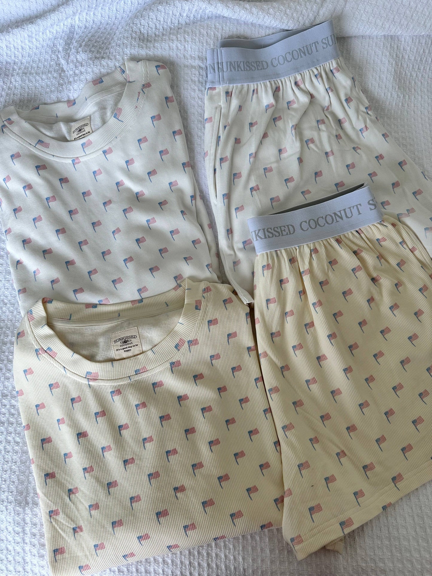 White American Flag Pajama Pattern Shorts