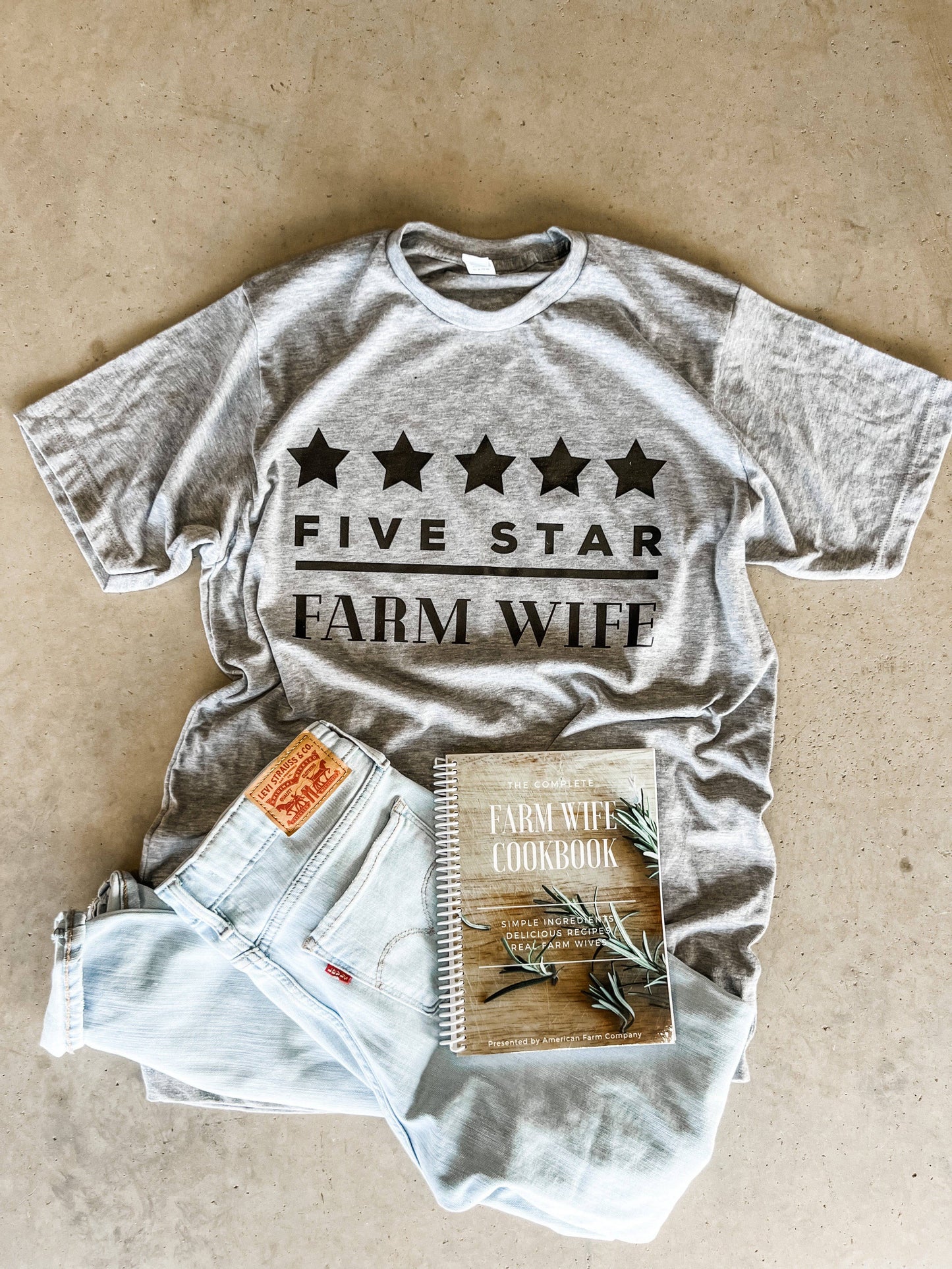 Five Star Farm Wife Grey Tee