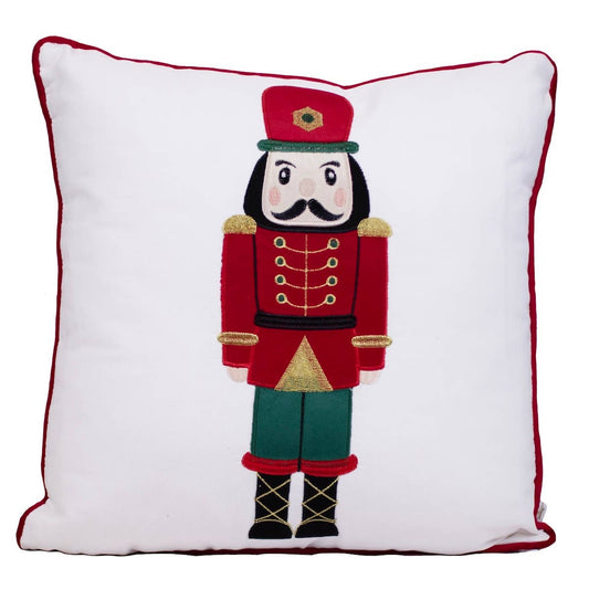 Nutcracker Pillow   White/Red/Green   18x18