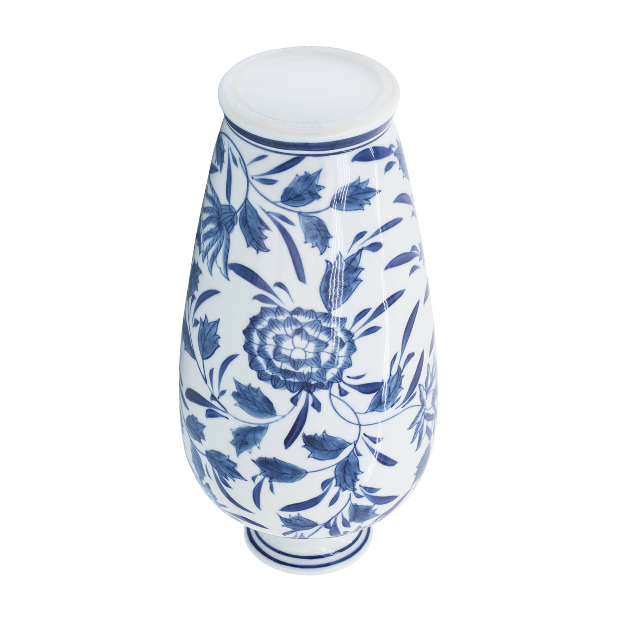 Decorative Vase - Blue/White Ceramic Chinoiserie, 13 in.