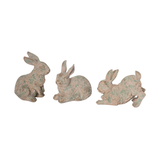 Weathered Bunny Decor Set of 3 Easter Tabletop Figurines
