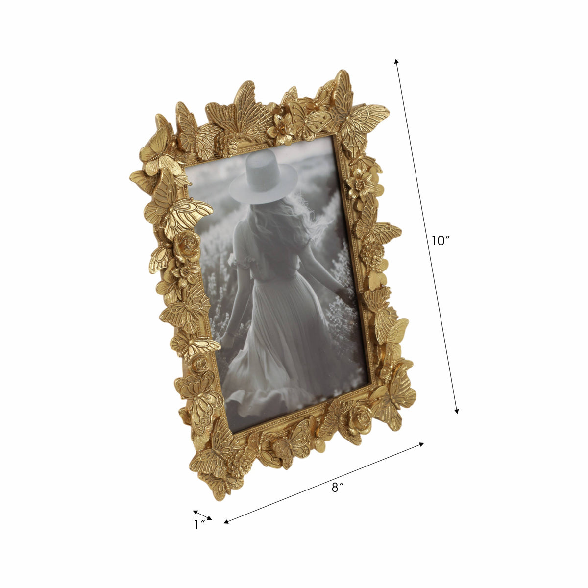 Picture Frame - Gold Polyresin Butterfly in Bloom  5x7 in.