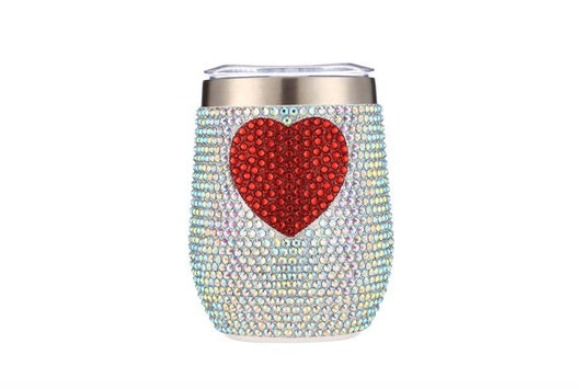 Fully Covered Rhinestone HEART 12 oz Tumbler Cup