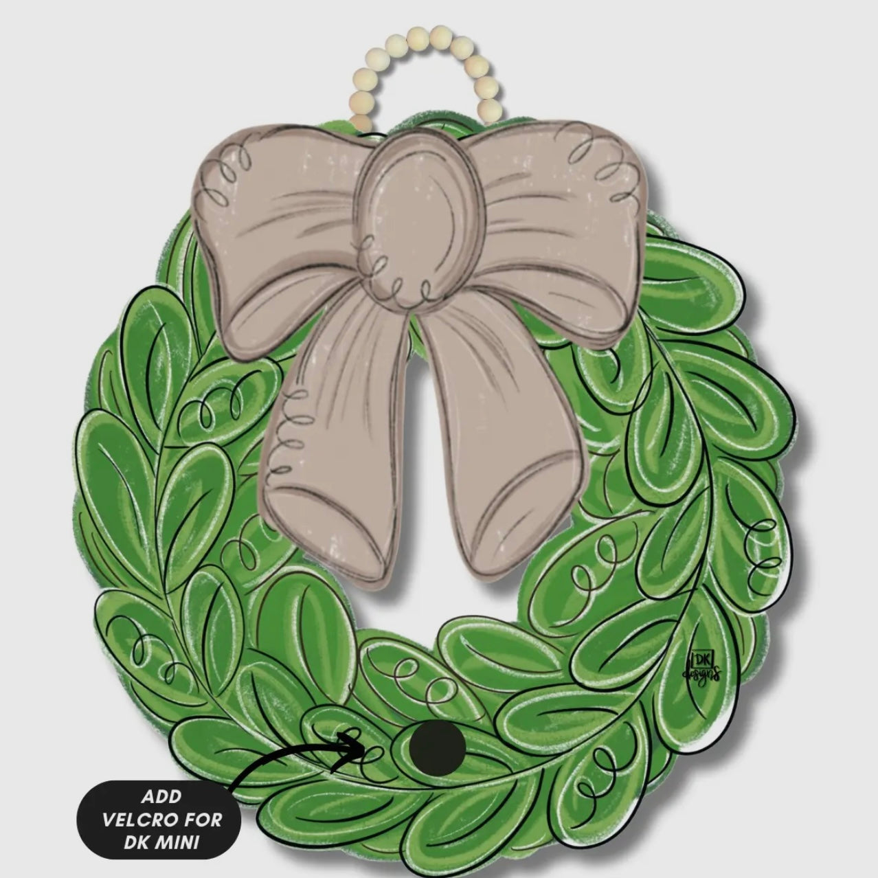 DK Mocha Bow Wreath Door Hanger (holds mini)