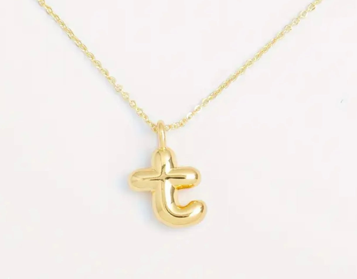 Bubble Initial Gold Plated Necklace