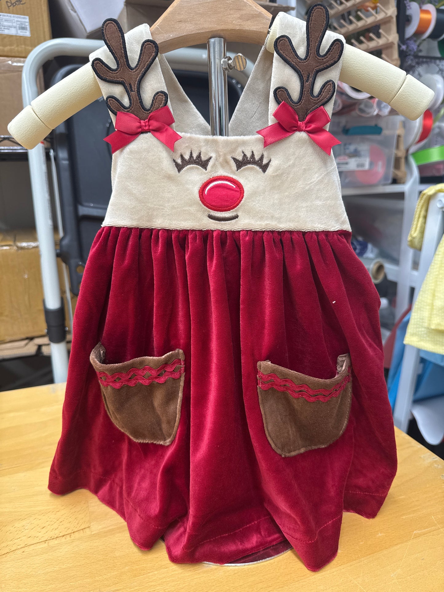 Red Velour Rudolph Dress