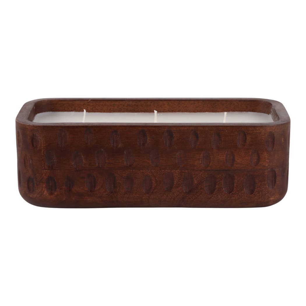 Scented Candle - Vanilla Soy Wax Brown Wood Hammered, 18 Oz.