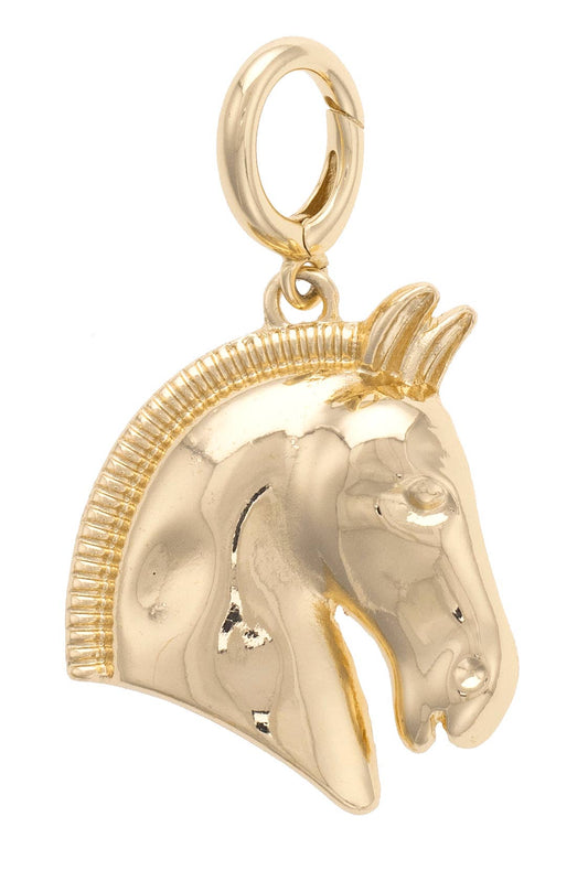 Horse Bust Pendant Charm in Shiny Gold