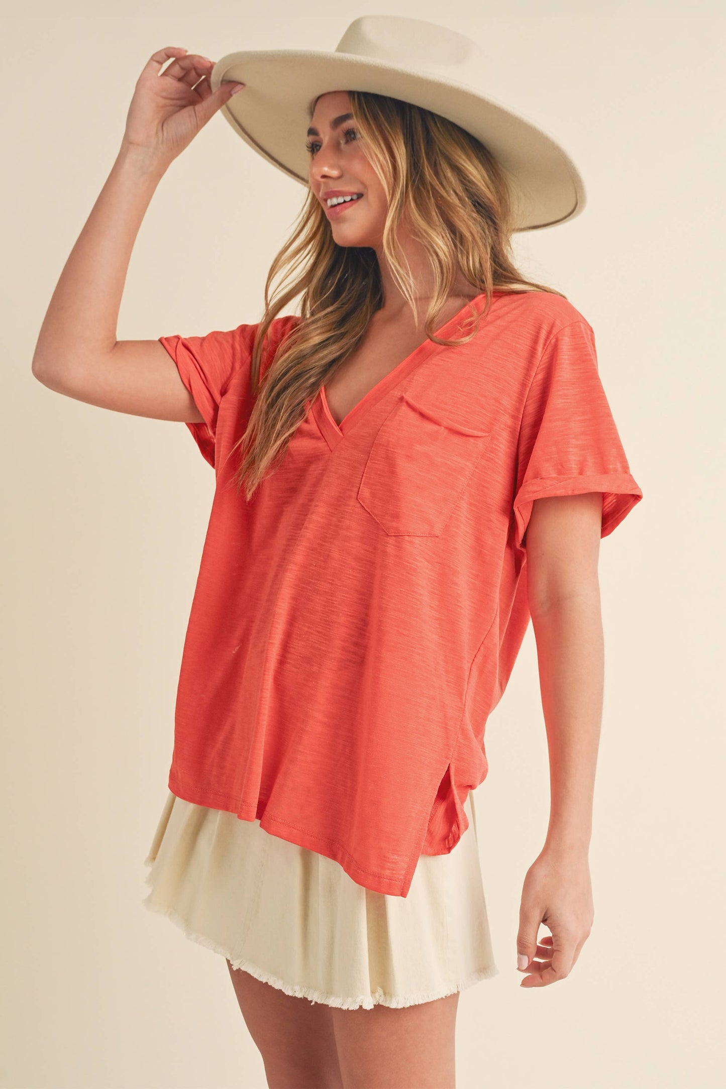 Zoie V-Neck Short Sleeve Top