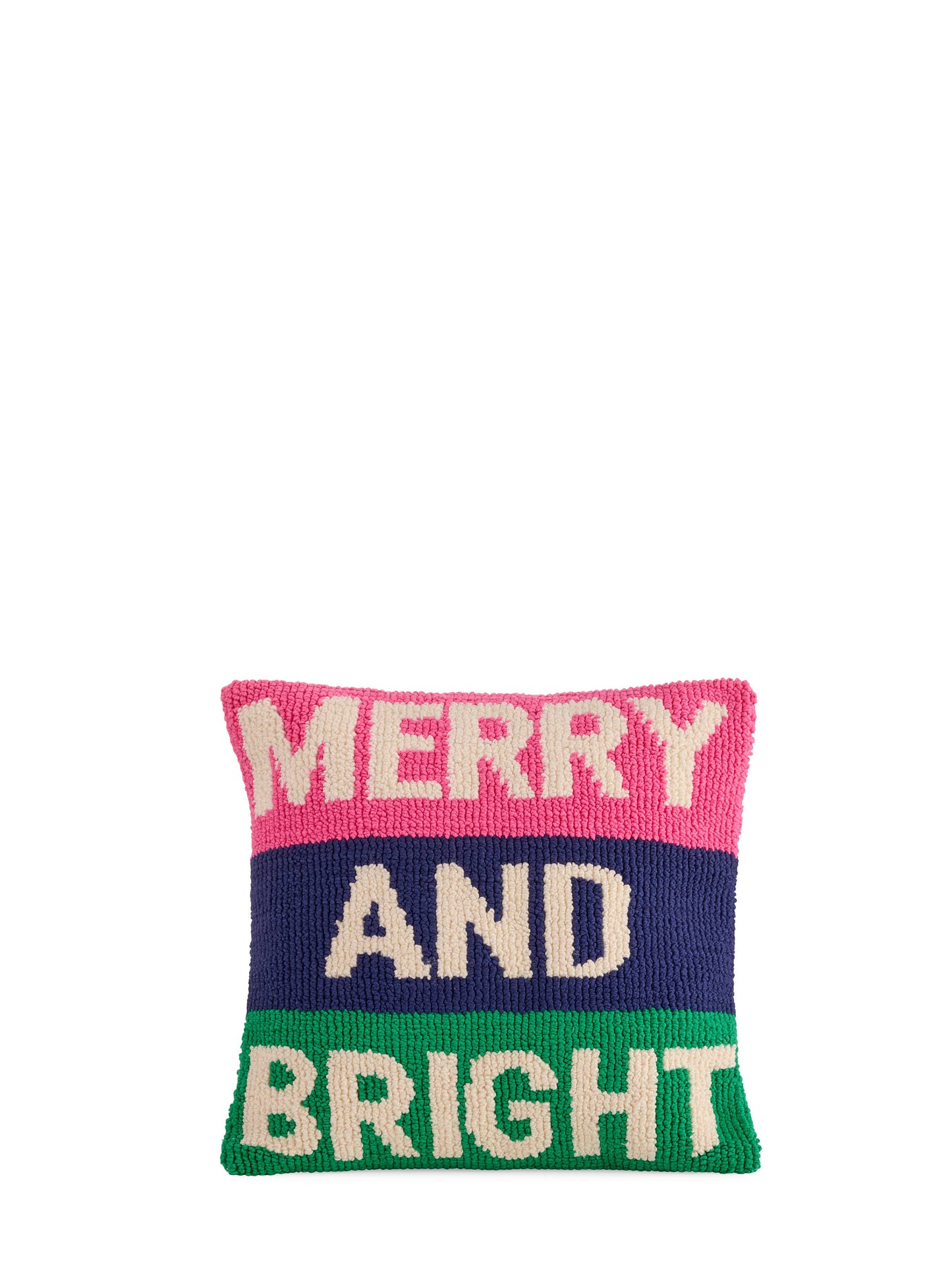 "MERRY AND BRIGHT" TUFTED PILLOW,MULTI