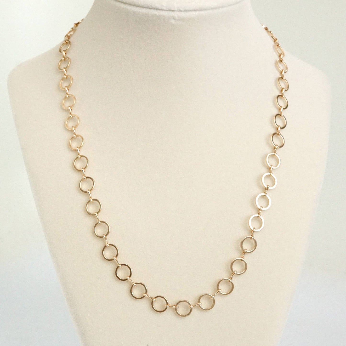 Small circle hoop links dainty chain necklace Gold Silver