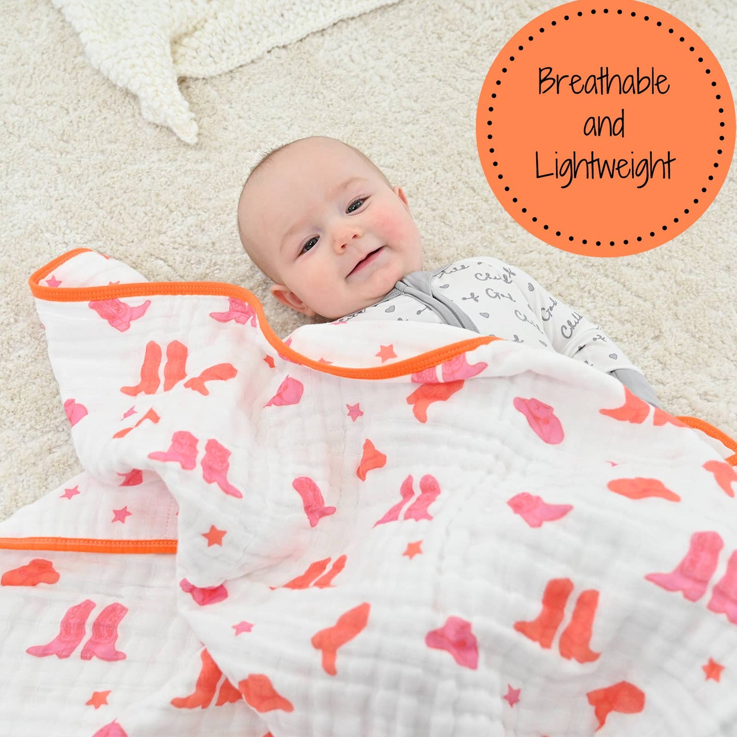Life is Better in Pink Boot Baby Toddler Muslin Quilt