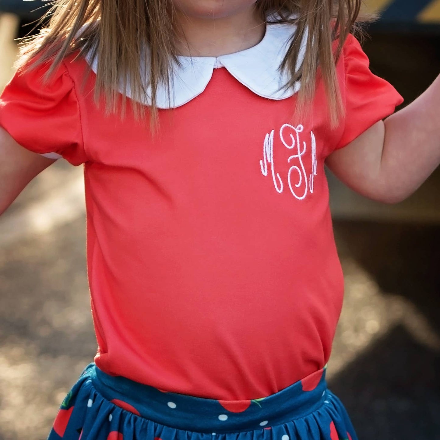 Peter Pan Puff Sleeve Tee - Red