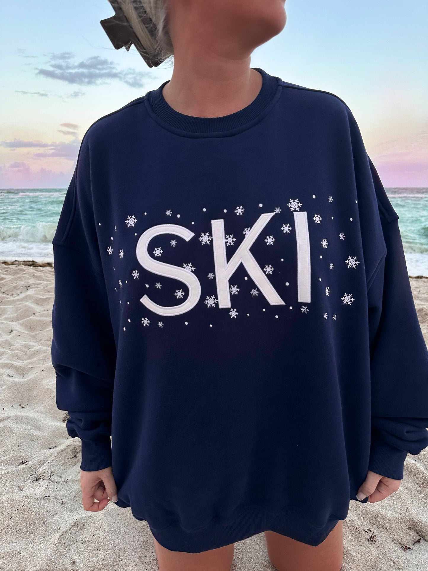 Navy Blue Ski Snowflake Sweatshirt