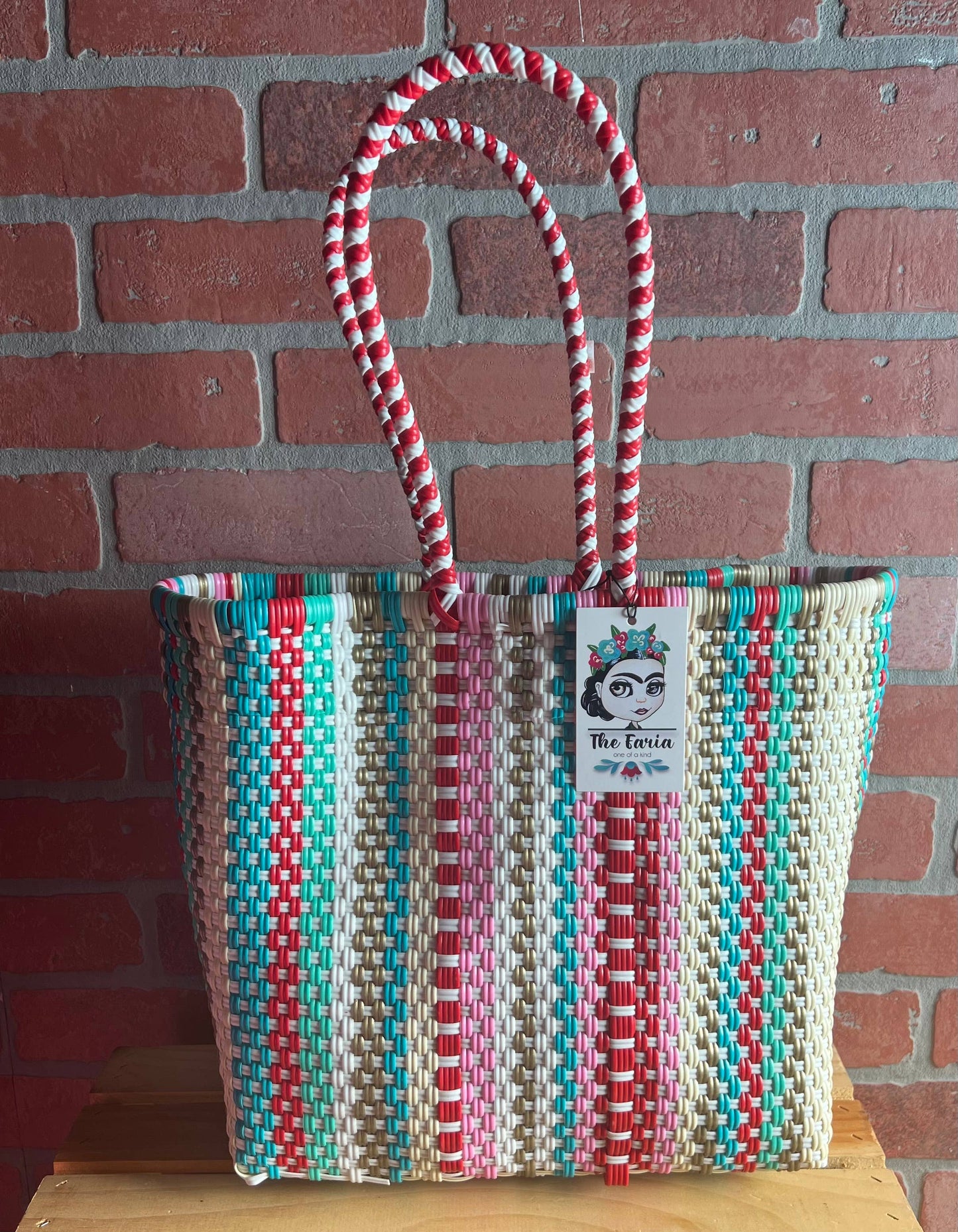 Multi Color  Ashley Handwoven recycled plastic beach Bags