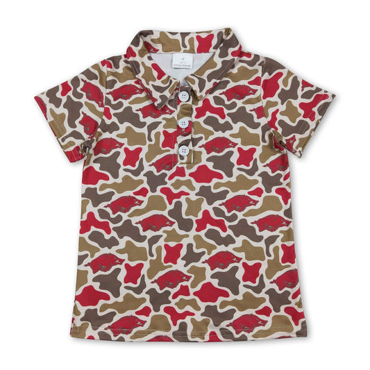 Hogs & camo polo shirt