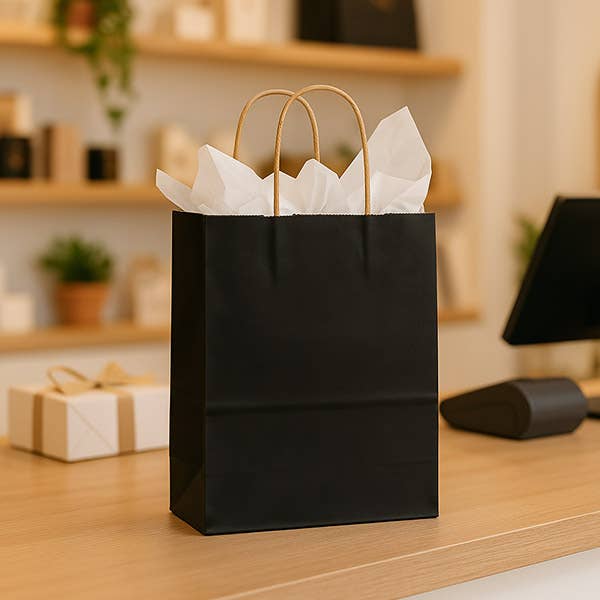 Recycled Shadow Stripe Kraft Paper Shopping Bags