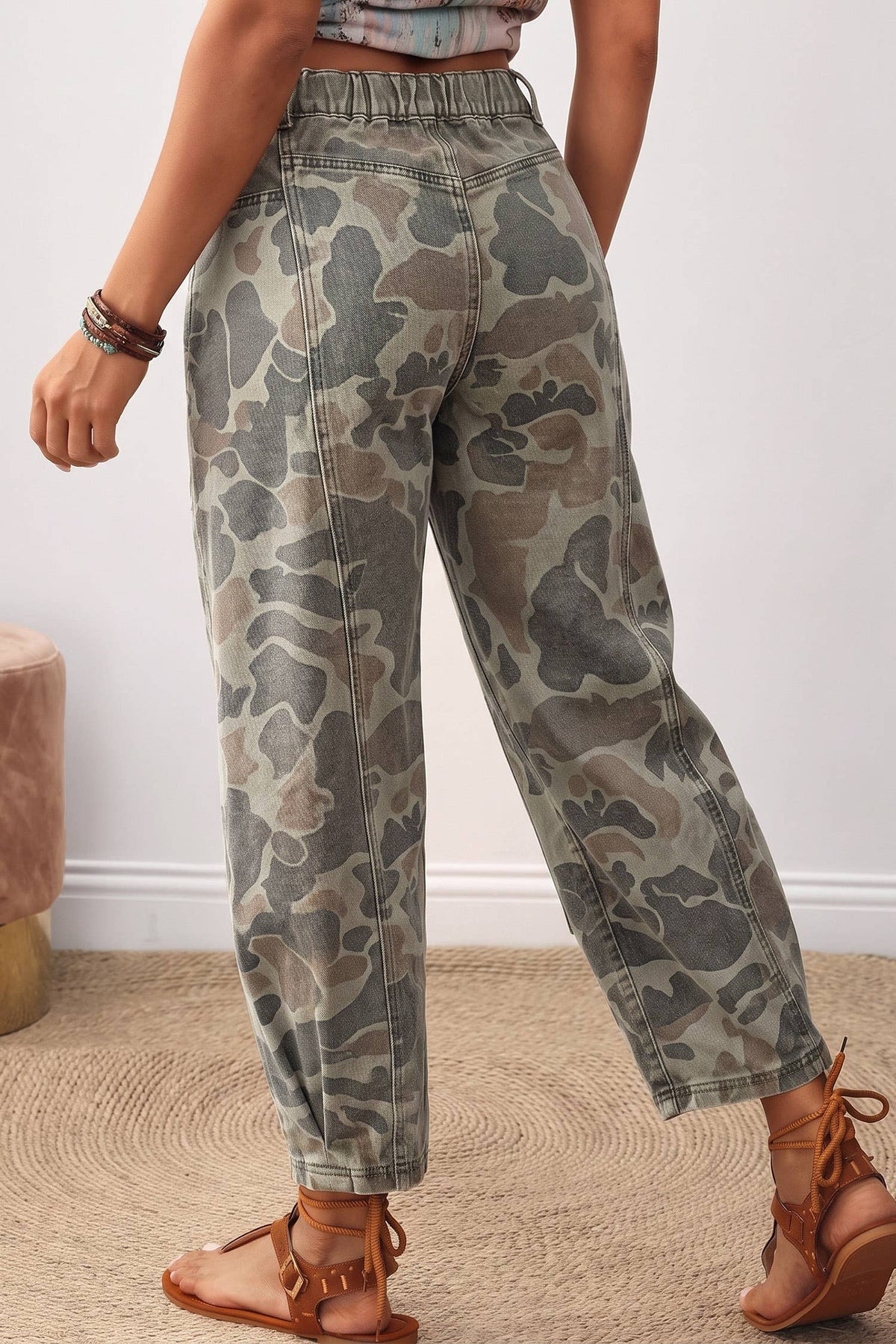 Camouflage Pattern Patch Detail Jeans