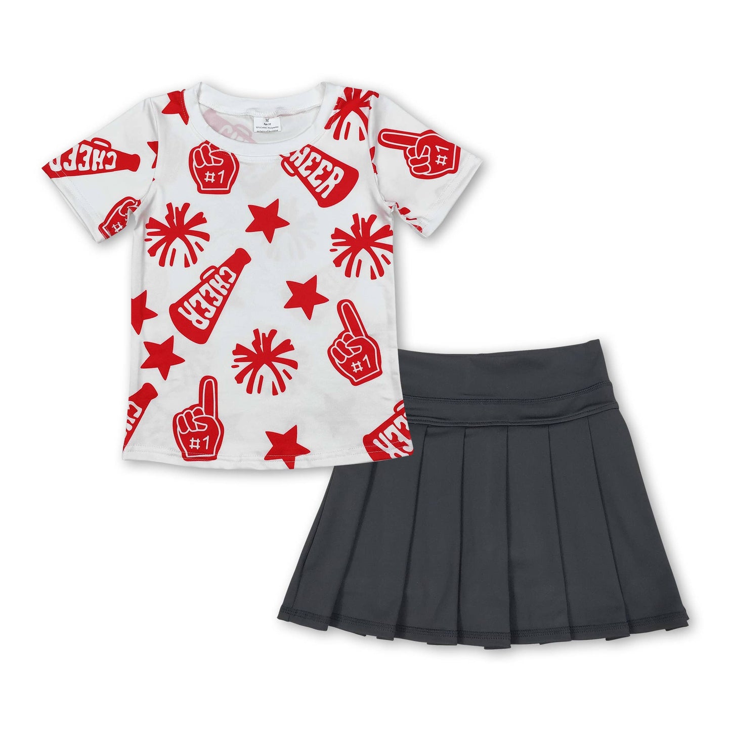 Blue cheer top pleated active skirt girls clothing set