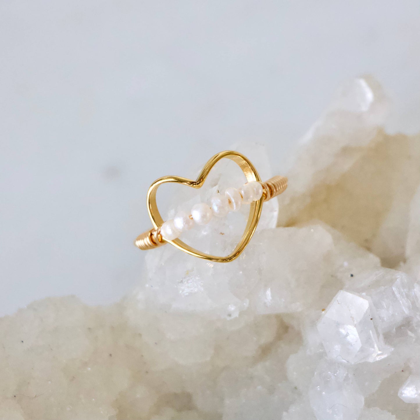 Pearl Heart Ring - Tarnish Free