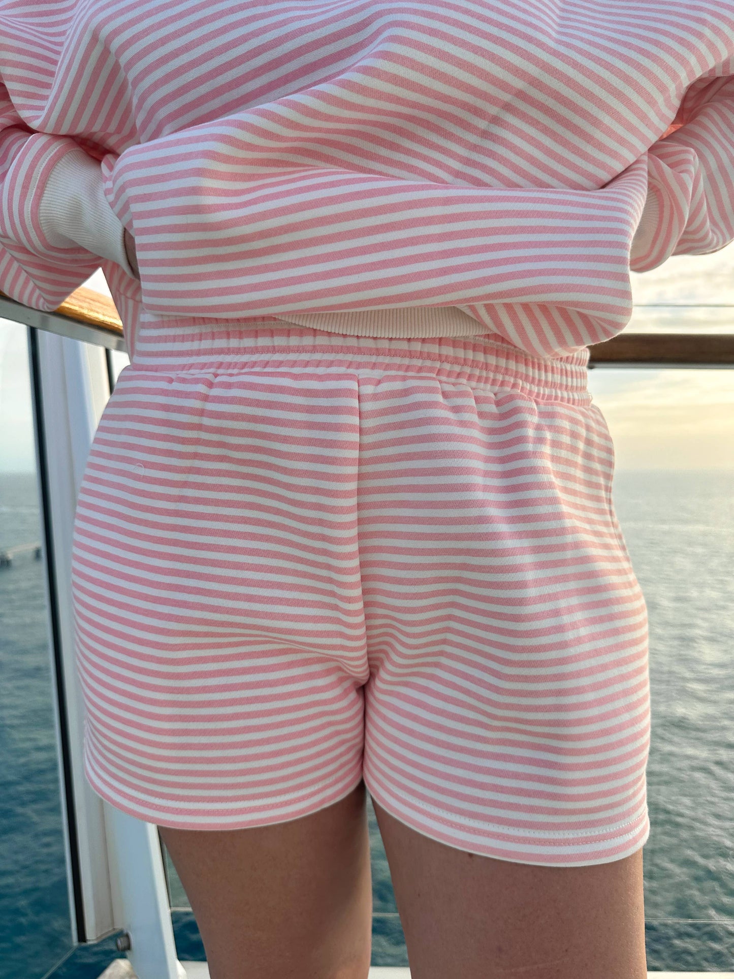Light Pink and White Striped Shorts