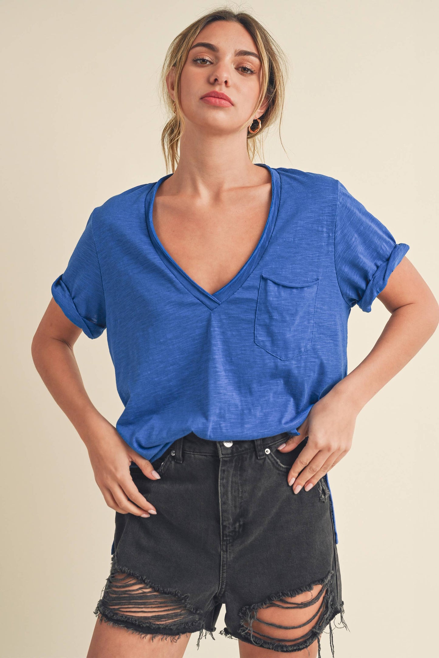 Zoie V-Neck Short Sleeve Top