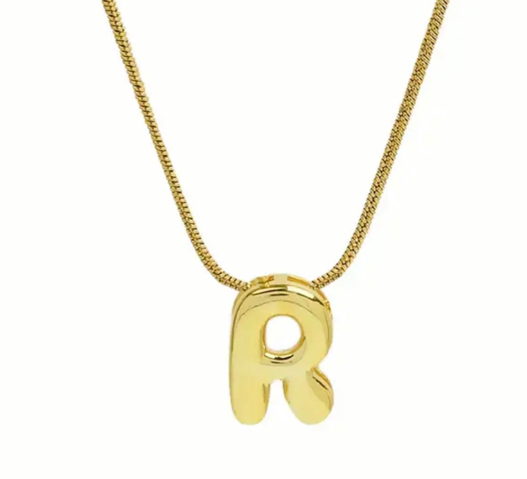 Bubble Initial Stainless Steel Necklace