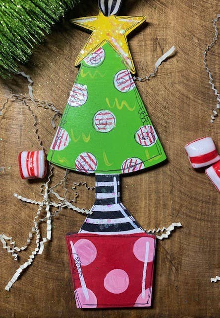 Funky  Tall Tree Christmas ornament