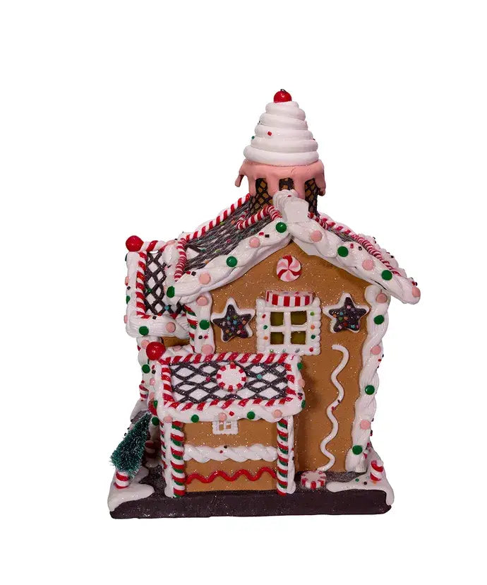 14"B/O LIGHT UP GINGERBREAD HOUSE