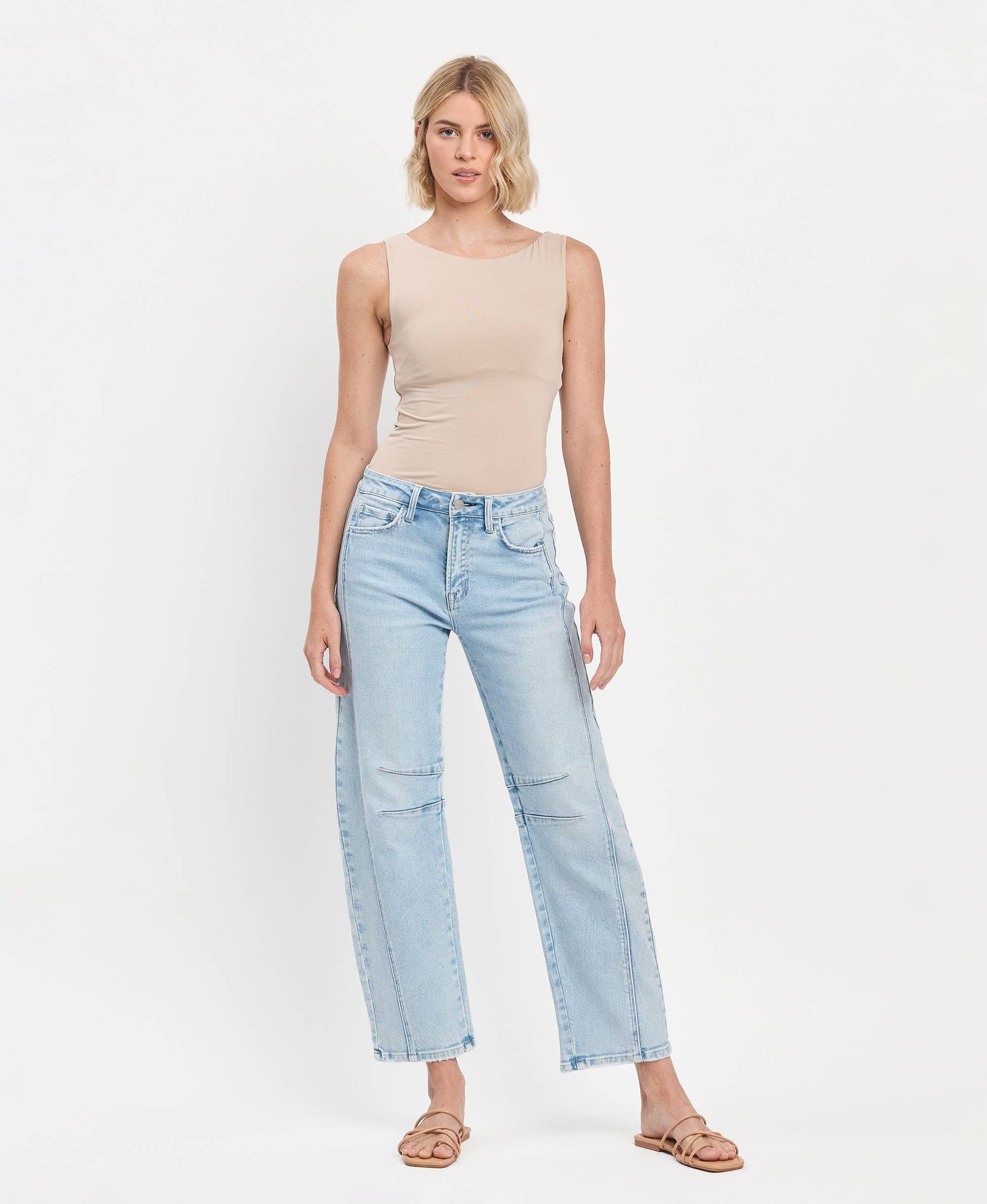 HIGH RISE BARREL LEG JEANS F5768LT