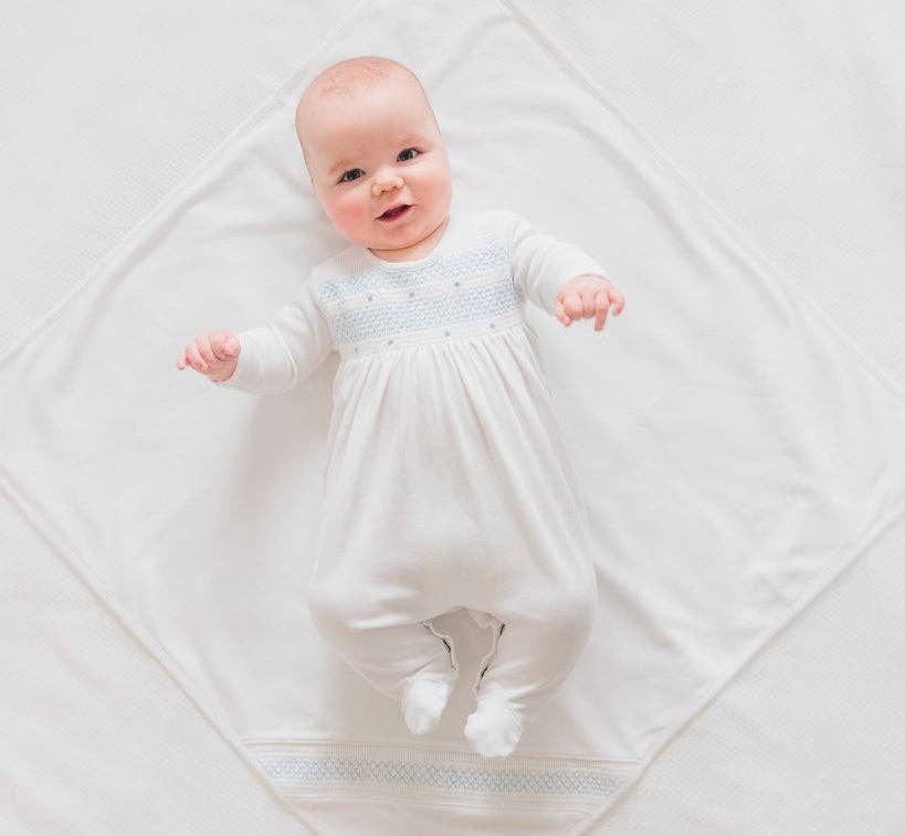 Baby Boys & Girls Smocked Bullion Romper w/Hat