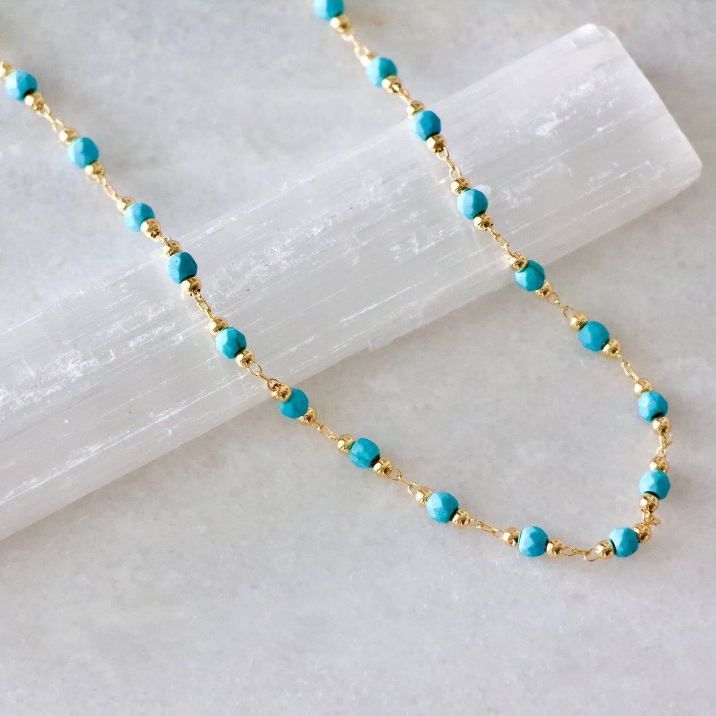 Turquoise Choker Necklace - Faceted Stone